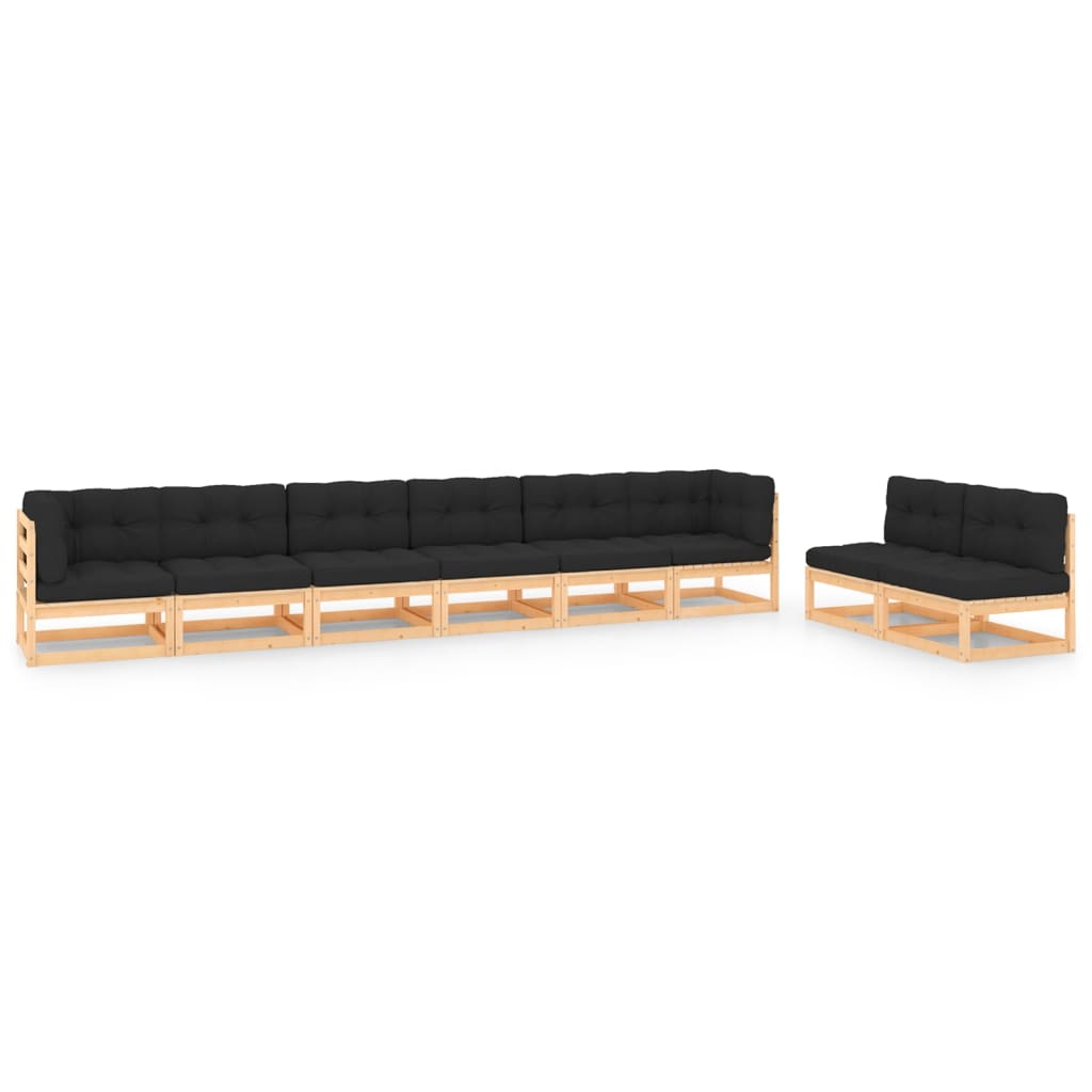 Vixl Set Mobilier Grădină Cu Perne, 8 Piese, Lemn Masiv Pin