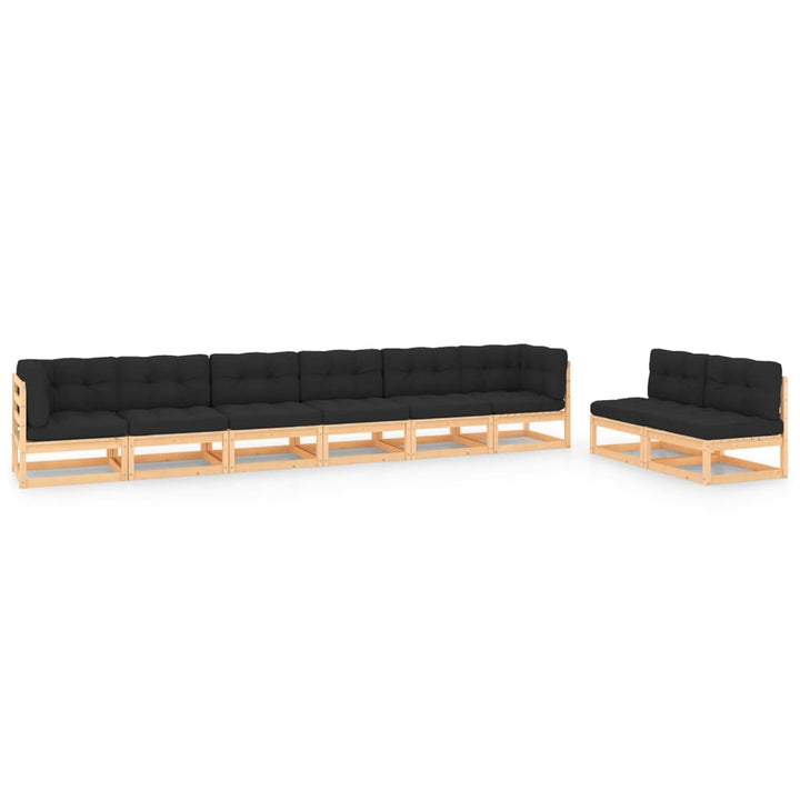Vixl Set Mobilier Grădină Cu Perne, 8 Piese, Lemn Masiv Pin
