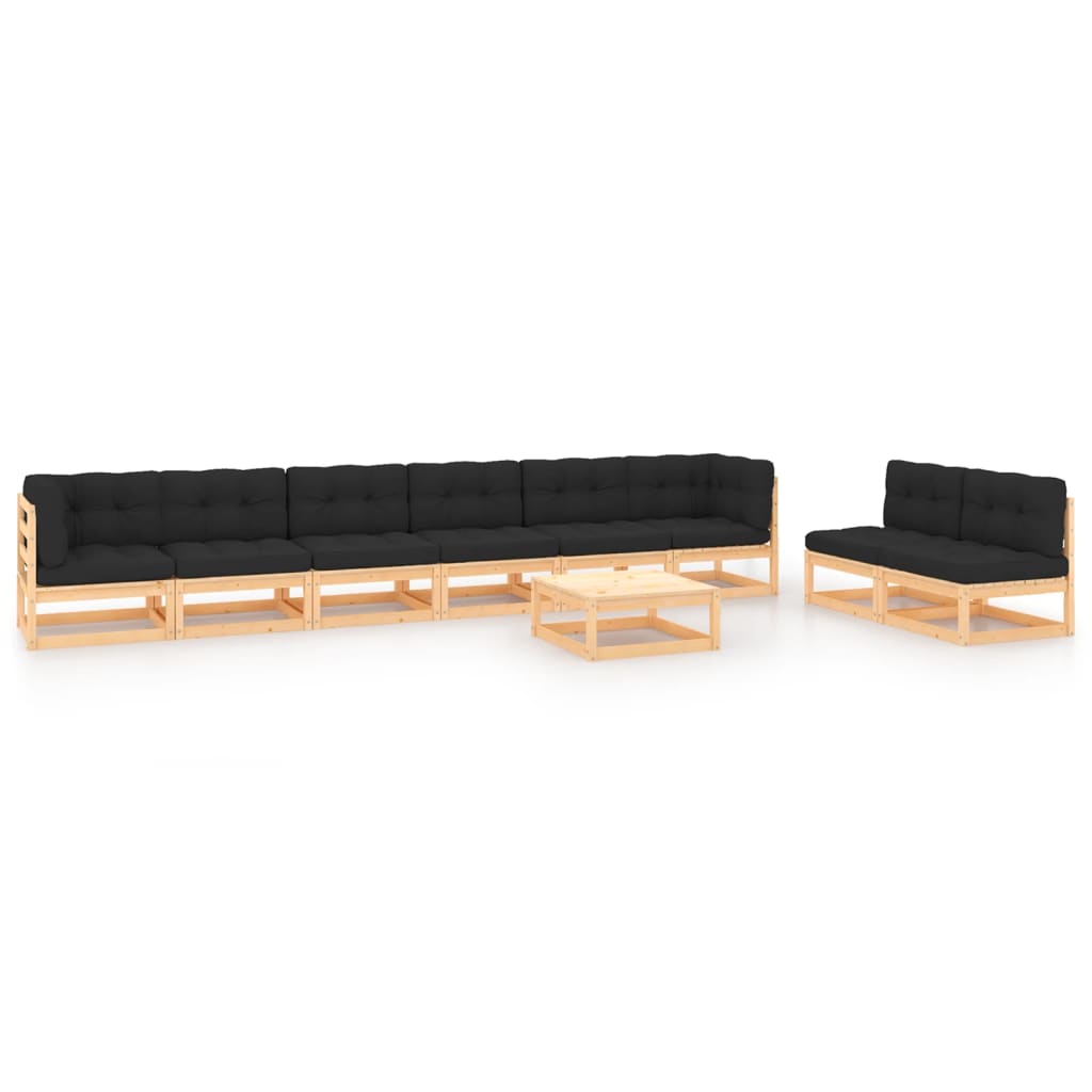 Vixl Set Mobilier Grădină Cu Perne, 9 Piese, Lemn Masiv Pin