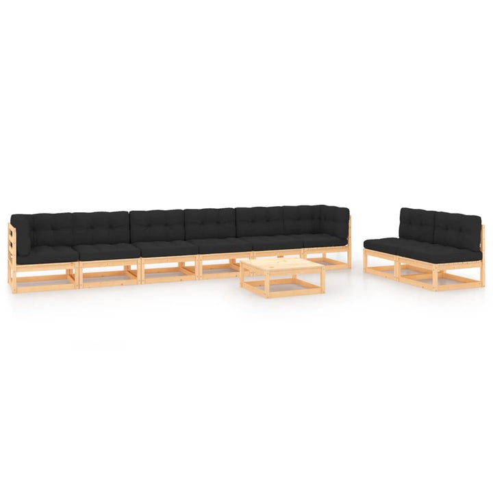 Vixl Set Mobilier Grădină Cu Perne, 9 Piese, Lemn Masiv Pin