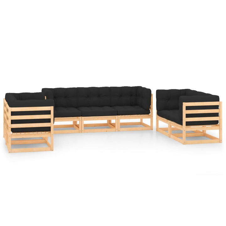 Vixl Set Mobilier De Grădină Cu Perne, 7 Piese, Lemn Masiv De Pin