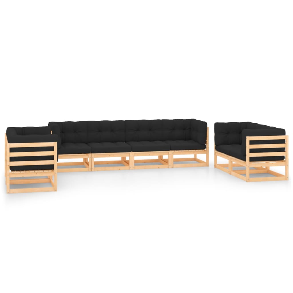 Vixl Set Mobilier De Grădină Cu Perne, 8 Piese, Lemn Masiv De Pin