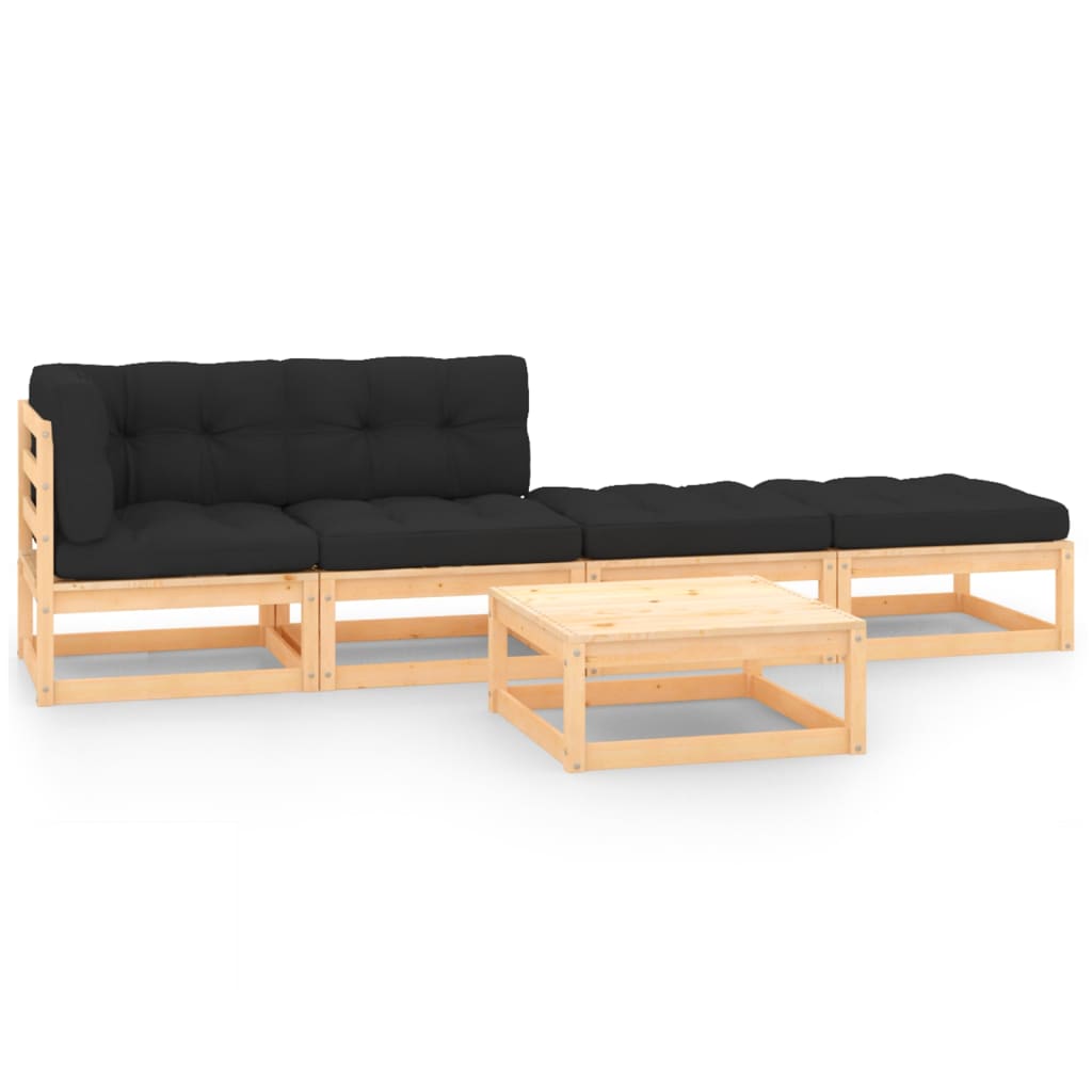 Set Mobilier De Grădină, 5 Piese, Lemn Masiv De Pin