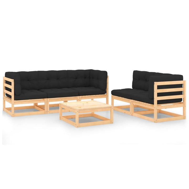 Set Mobilier De Grădină Cu Perne, 6 Piese, Lemn Masiv Pin