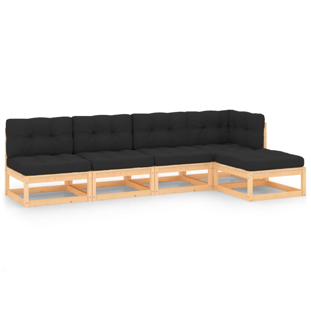 Set Mobilier De Grădină, 5 Piese, , Lemn Masiv De Pin