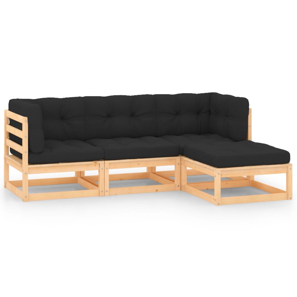 Set Mobilier De Grădină, 4 Piese, Lemn Masiv De Pin