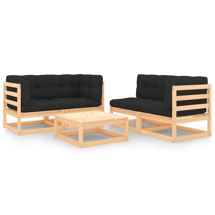 Set Mobilier De Grădină, 5 Piese, Lemn Masiv De Pin