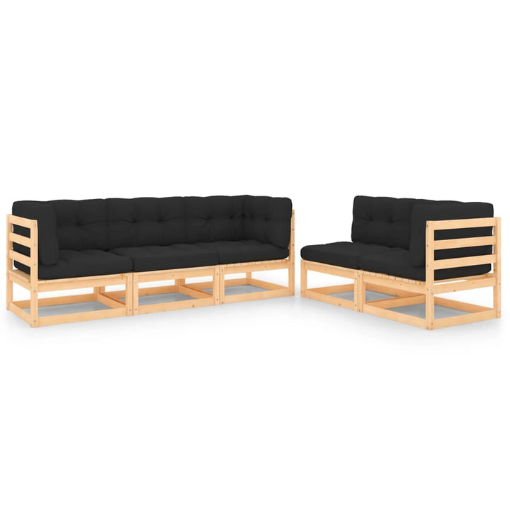 Vixl Set Mobilier De Grădină Cu Perne, 5 Piese, Lemn Masiv De Pin