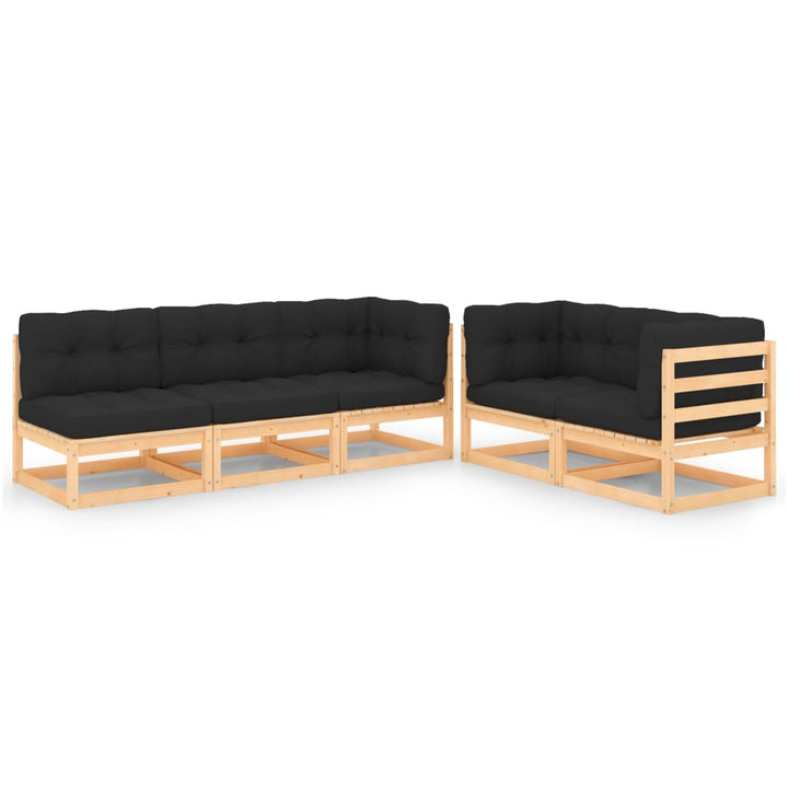 Vixl Set Mobilier De Grădină Cu Perne, 5 Piese, Lemn Masiv De Pin