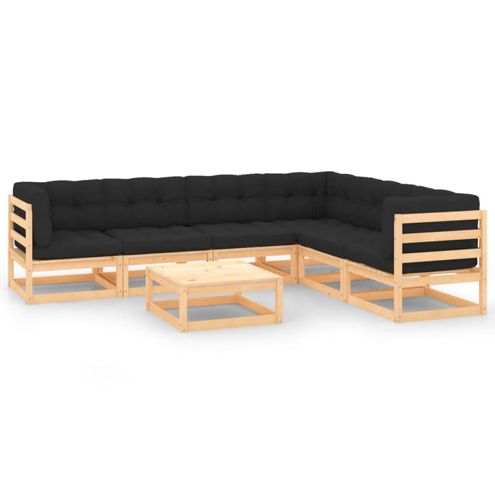 Vixl Set Mobilier De Grădină Cu Perne, 7 Piese, Lemn Masiv De Pin
