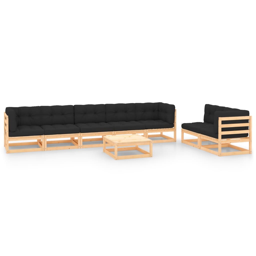 Vixl Set Mobilier De Grădină Cu Perne, 8 Piese, Lemn Masiv Pin