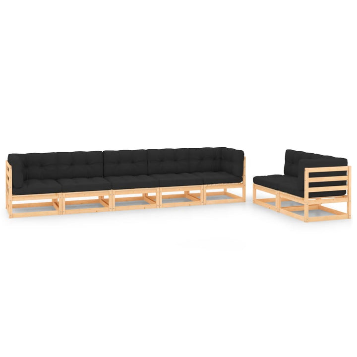 Vixl Set Mobilier De Grădină Cu Perne, 7 Piese, Lemn Masiv De Pin