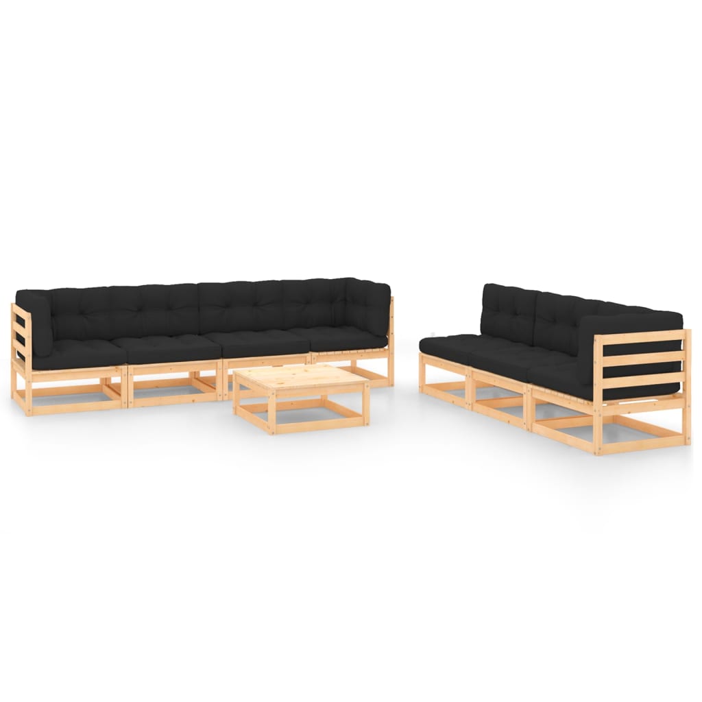 Vixl Set Mobilier De Grădină Cu Perne, 8 Piese, Lemn Masiv De Pin