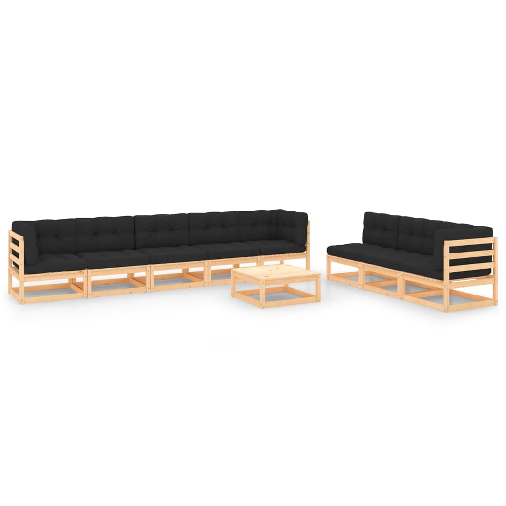 Vixl Set Mobilier De Grădină Cu Perne, 9 Piese, Lemn Masiv De Pin