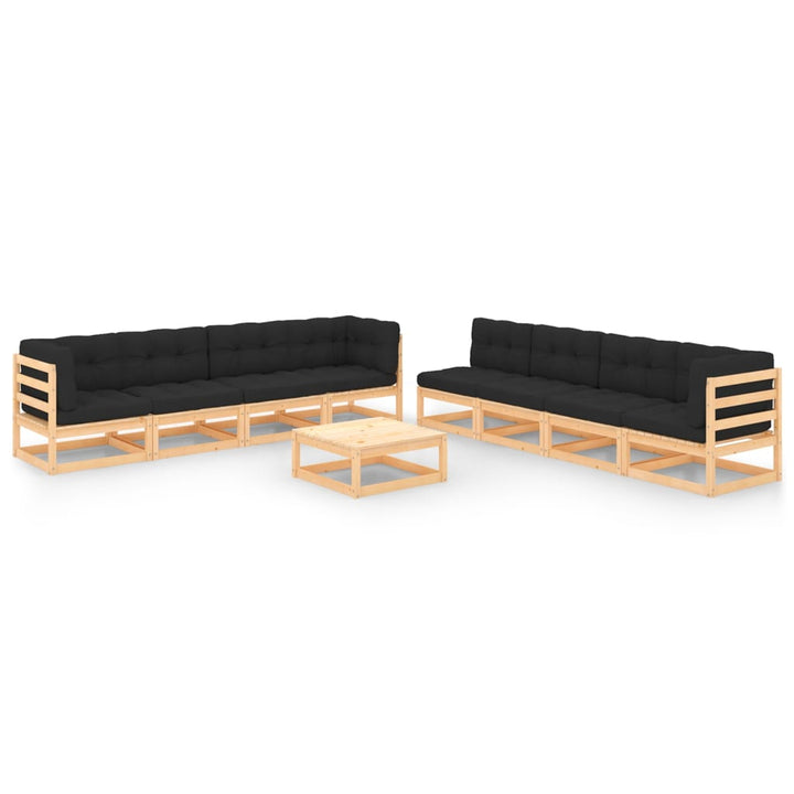Vixl Set Mobilier De Grădină Cu Perne, 9 Piese, Lemn Masiv Pin