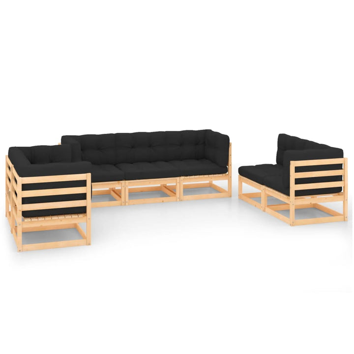 Vixl Set Mobilier De Grădină Cu Perne, 7 Piese, Lemn Masiv De Pin