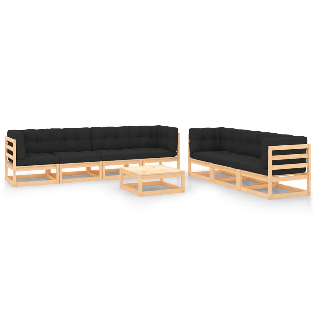 Set Mobilier De Grădină, 8 Piese, , Lemn Masiv De Pin