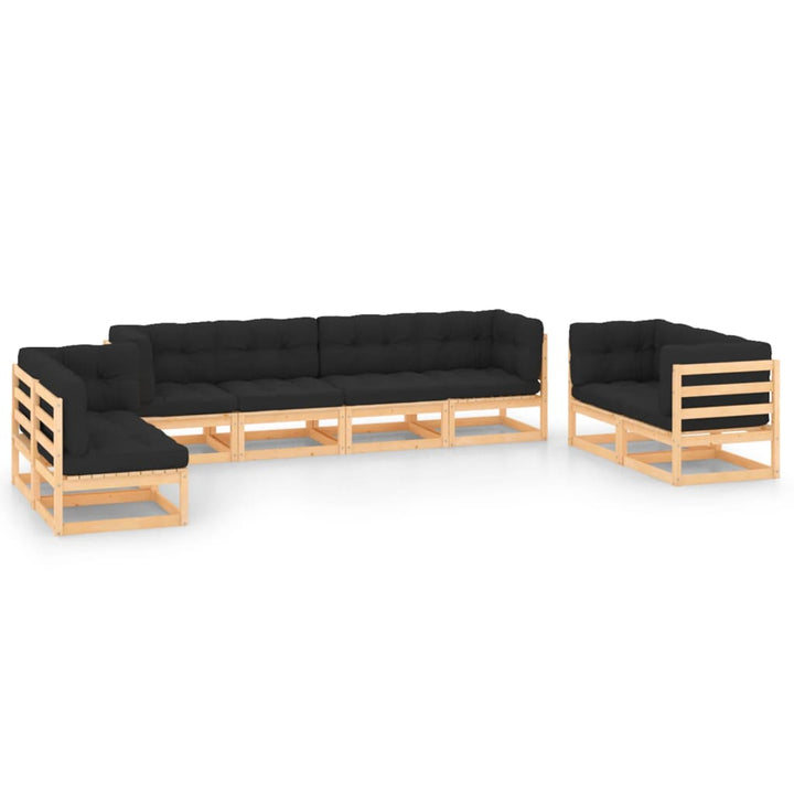 Vixl Set Mobilier Grădină Cu Perne, 8 Piese, Lemn Masiv Pin