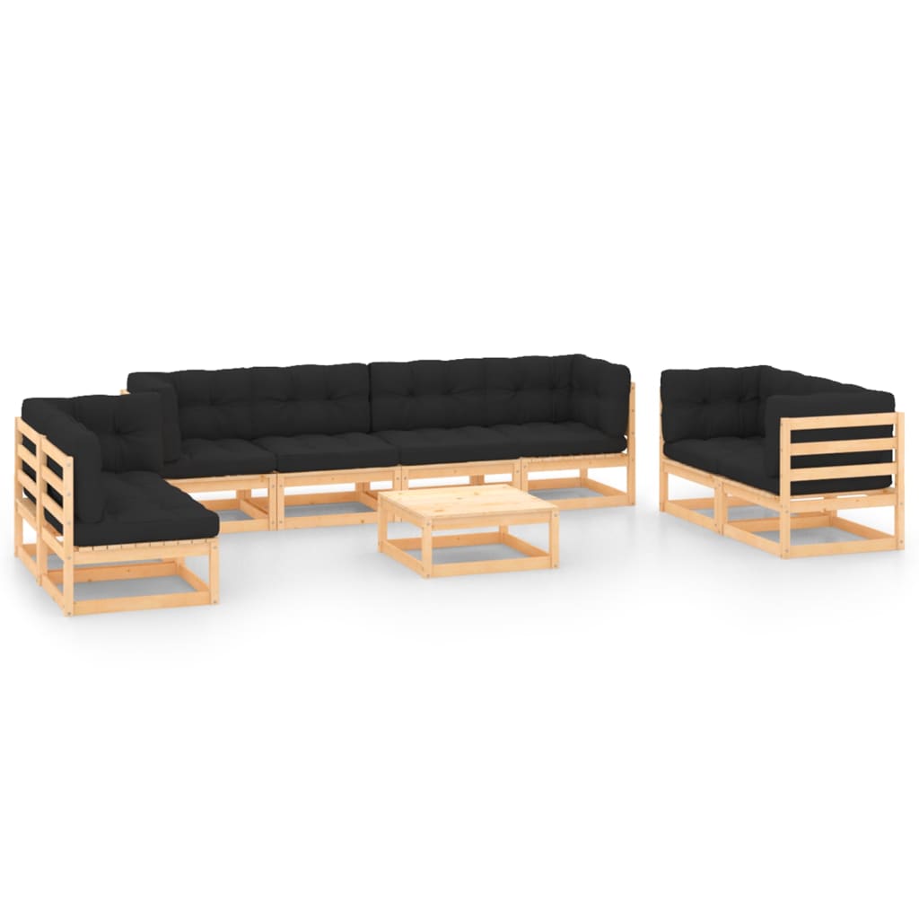 Vixl Set Mobilier Grădină Cu Perne, 9 Piese, Lemn Masiv Pin