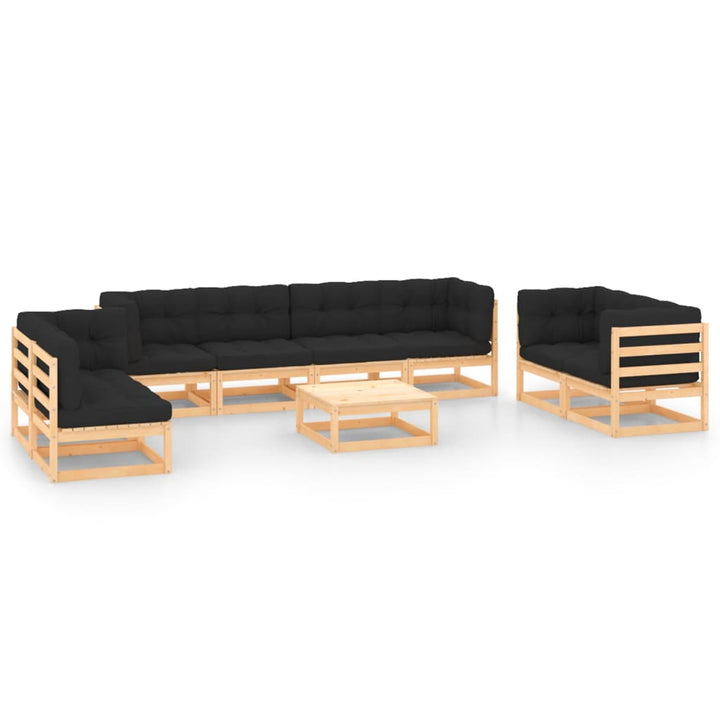 Vixl Set Mobilier Grădină Cu Perne, 9 Piese, Lemn Masiv Pin