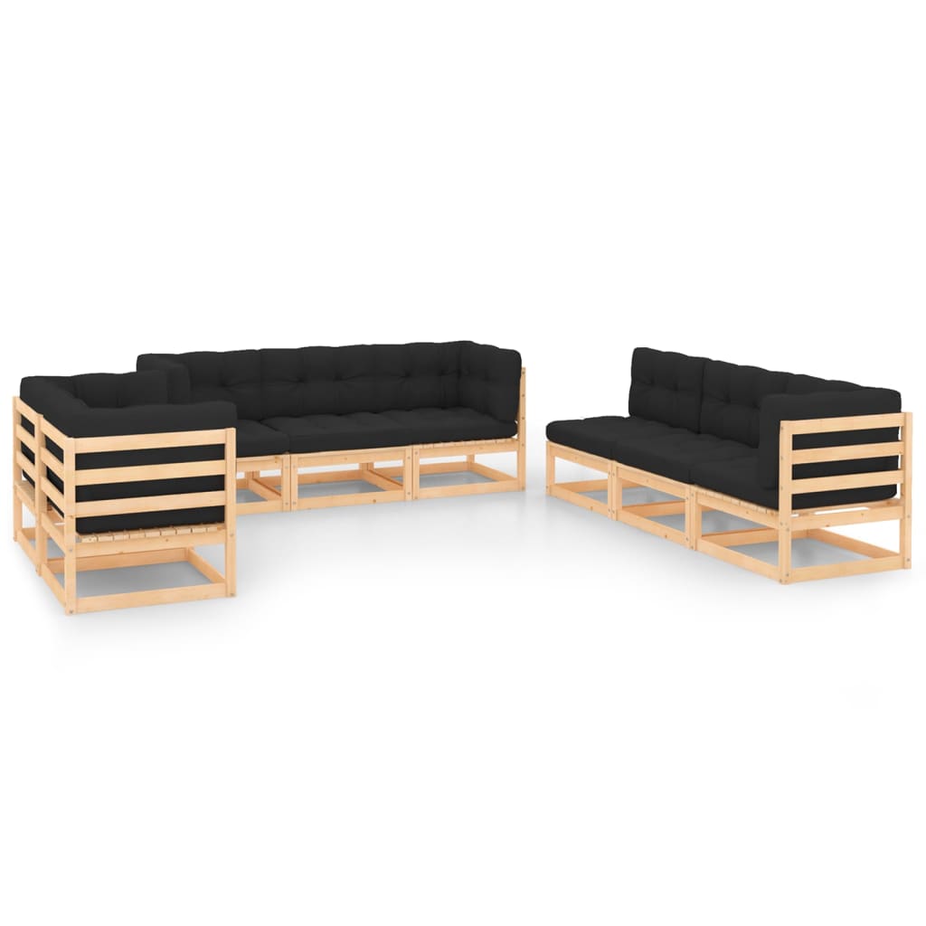 Vixl Set Mobilier De Grădină Cu Perne, 8 Piese, Lemn Masiv De Pin