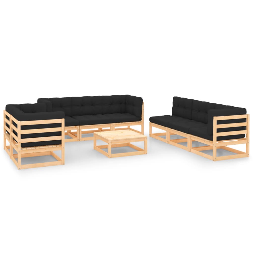 Vixl Set Mobilier Grădină Cu Perne, 9 Piese, Lemn Masiv De Pin