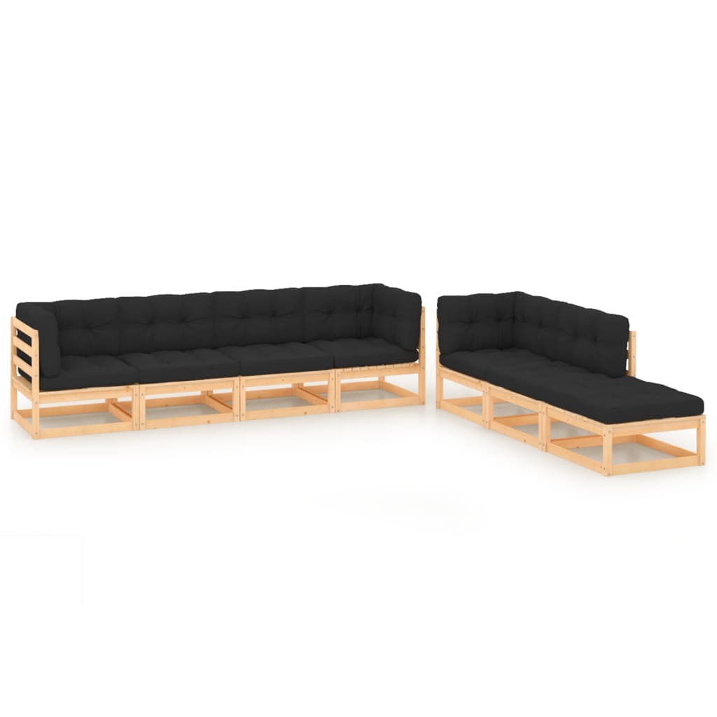 Set Mobilier De Grădină, 7 Piese, , Lemn Masiv De Pin