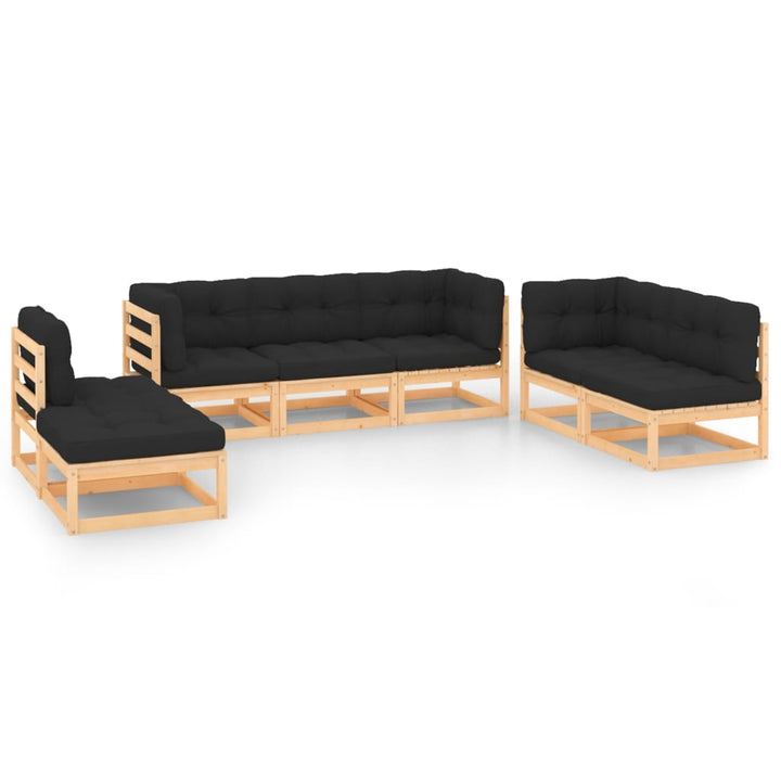 Vixl Set Mobilier De Grădină Cu Perne, 7 Piese, Lemn Masiv De Pin