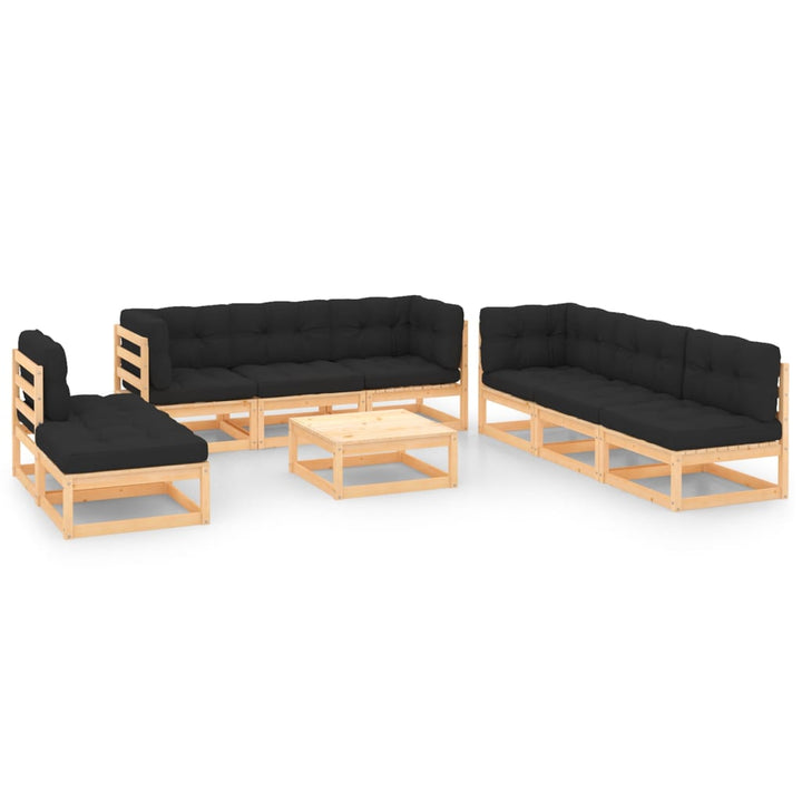 Vixl Set Mobilier De Grădină Cu Perne, 9 Piese, Lemn Masiv De Pin