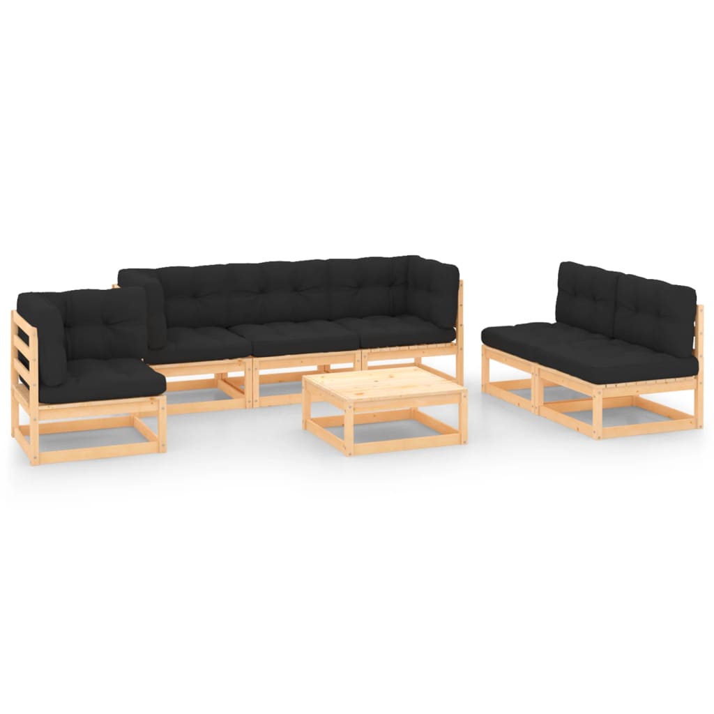 Set Mobilier De Grădină, 7 Piese, , Lemn Masiv De Pin