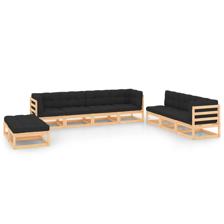 Vixl Set Mobilier Grădină Cu Perne, 9 Piese, , Lemn Masiv De Pin