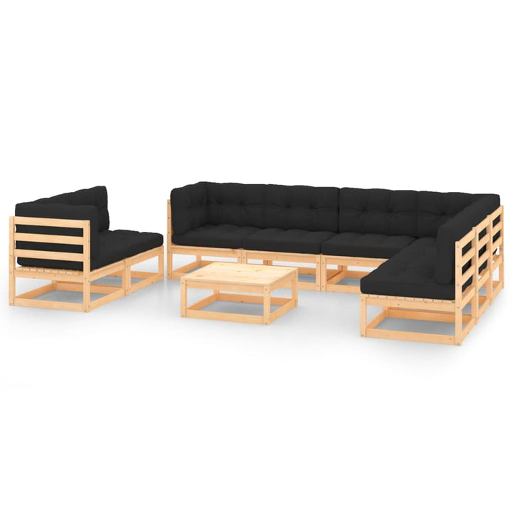 Vixl Set Mobilier Grădină Cu Perne, 9 Piese, , Lemn Masiv De Pin