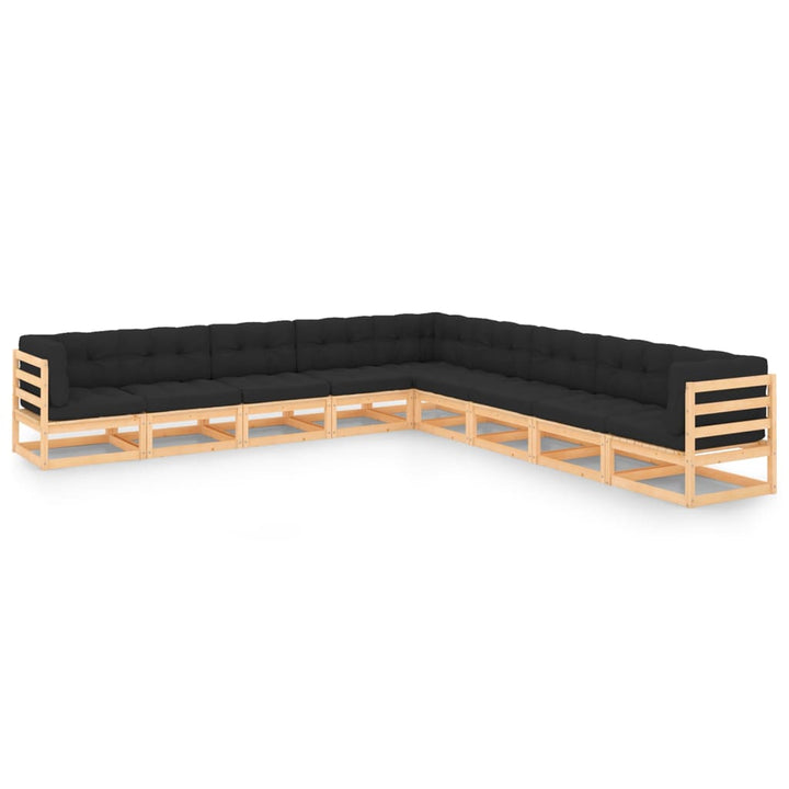 Vixl Set Mobilier Grădină Cu Perne, 9 Piese, , Lemn Masiv Pin