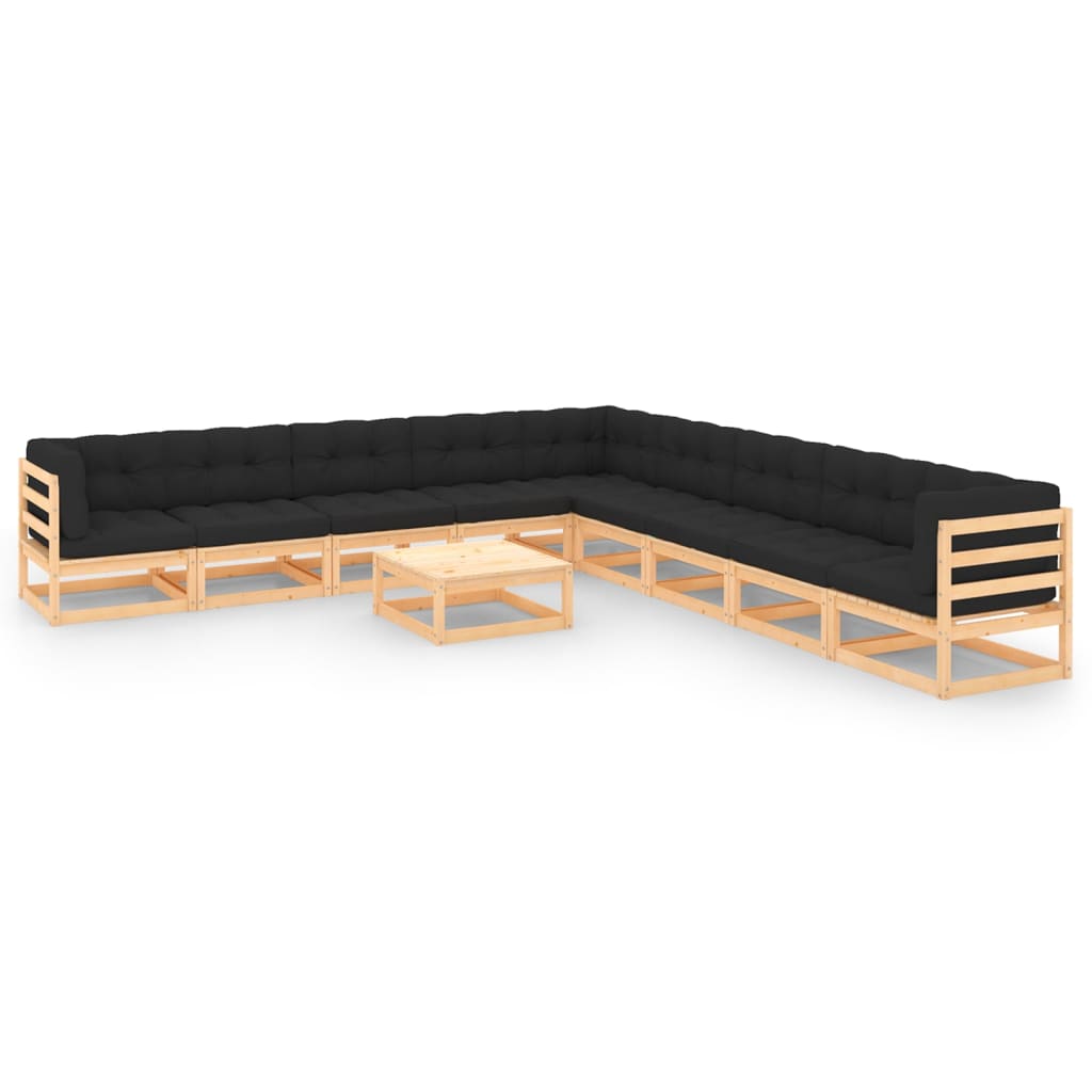 Vixl Set Șezlonguri Grădină Cu Perne, 10 Piese, , Lemn Masiv Pin
