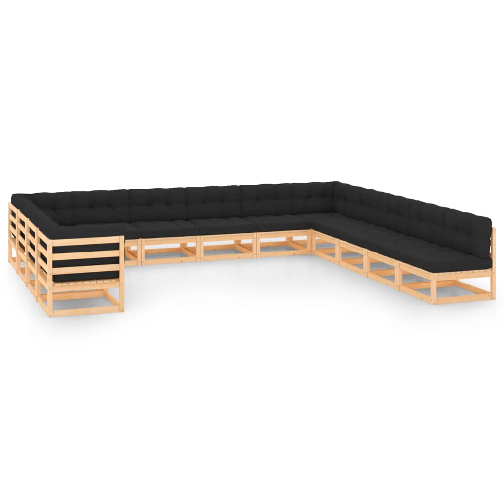 Vixl Set Mobilier Grădină Cu Perne, 13 Piese, , Lemn Masiv De Pin