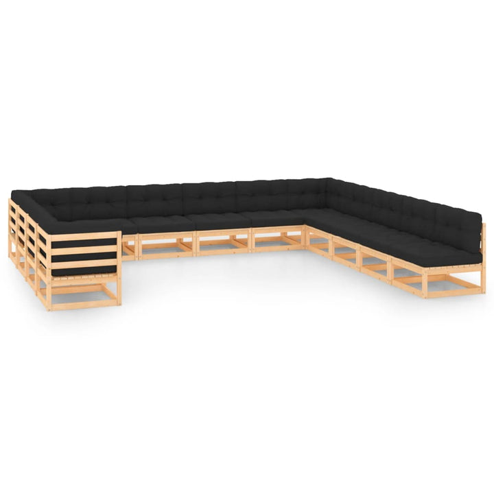 Vixl Set Mobilier Grădină Cu Perne, 13 Piese, , Lemn Masiv De Pin