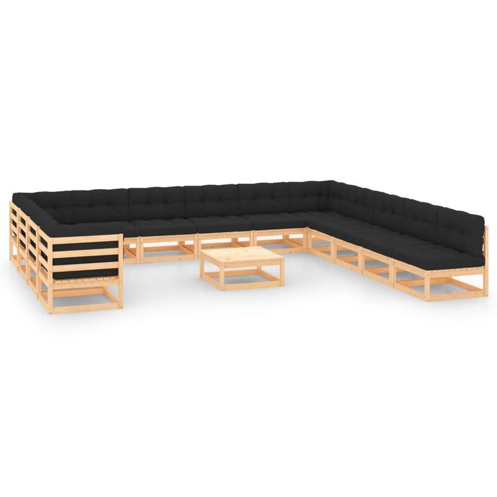 Vixl Set Mobilier Grădină Cu Perne, 14 Piese, , Lemn Masiv Pin