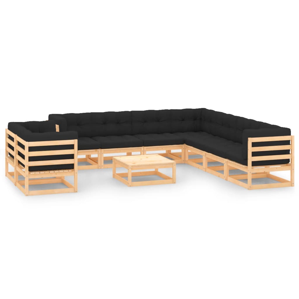 Vixl Set Mobilier Grădină Cu Perne, 10 Piese, , Lemn Masiv Pin