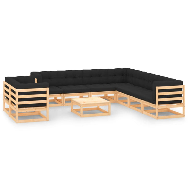 Vixl Set Mobilier Grădină Cu Perne, 10 Piese, , Lemn Masiv Pin