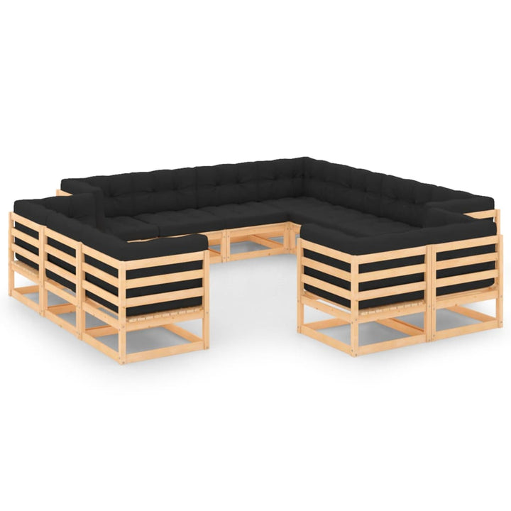 Vixl Set Mobilier Grădină Cu Perne, 12 Piese, , Lemn Masiv Pin