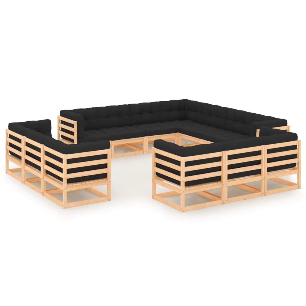 Vixl Set Mobilier De Grădină Cu Perne,13 Piese,,Lemn Masiv De Pin