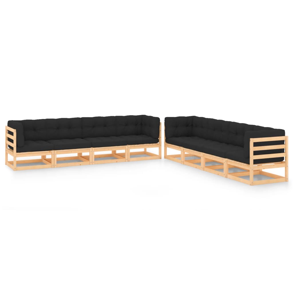 Vixl Set Mobilier Grădină Cu Perne, 8 Piese, Lemn Masiv De Pin