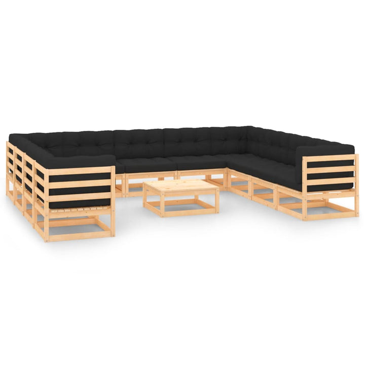 Vixl Set Mobilier Grădină&Perne 12 Piese Lemn Masiv Pin