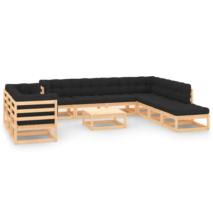 Vixl Set Mobilier Grădină Cu Perne, 11 Piese, , Lemn Masiv Pin