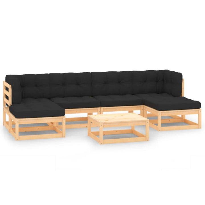 Vixl Set Mobilier Grădină Cu Perne, 7 Piese, , Lemn Masiv Pin