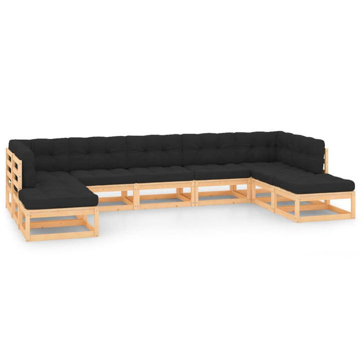 Vixl Set Mobilier Grădină Cu Perne, 9 Piese, Lemn Masiv De Pin