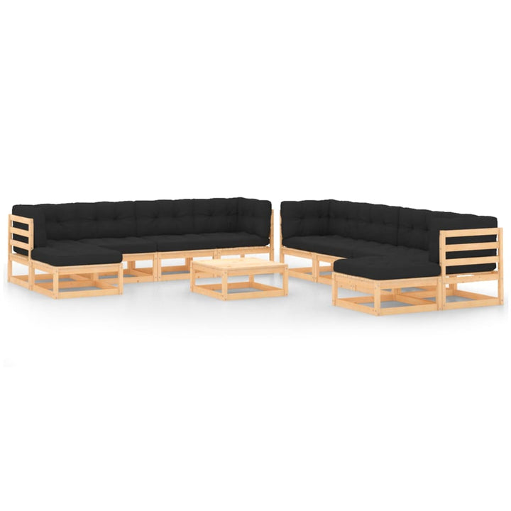 Vixl Set Mobilier Grădină Cu Perne, 11 Piese, Lemn Masiv De Pin