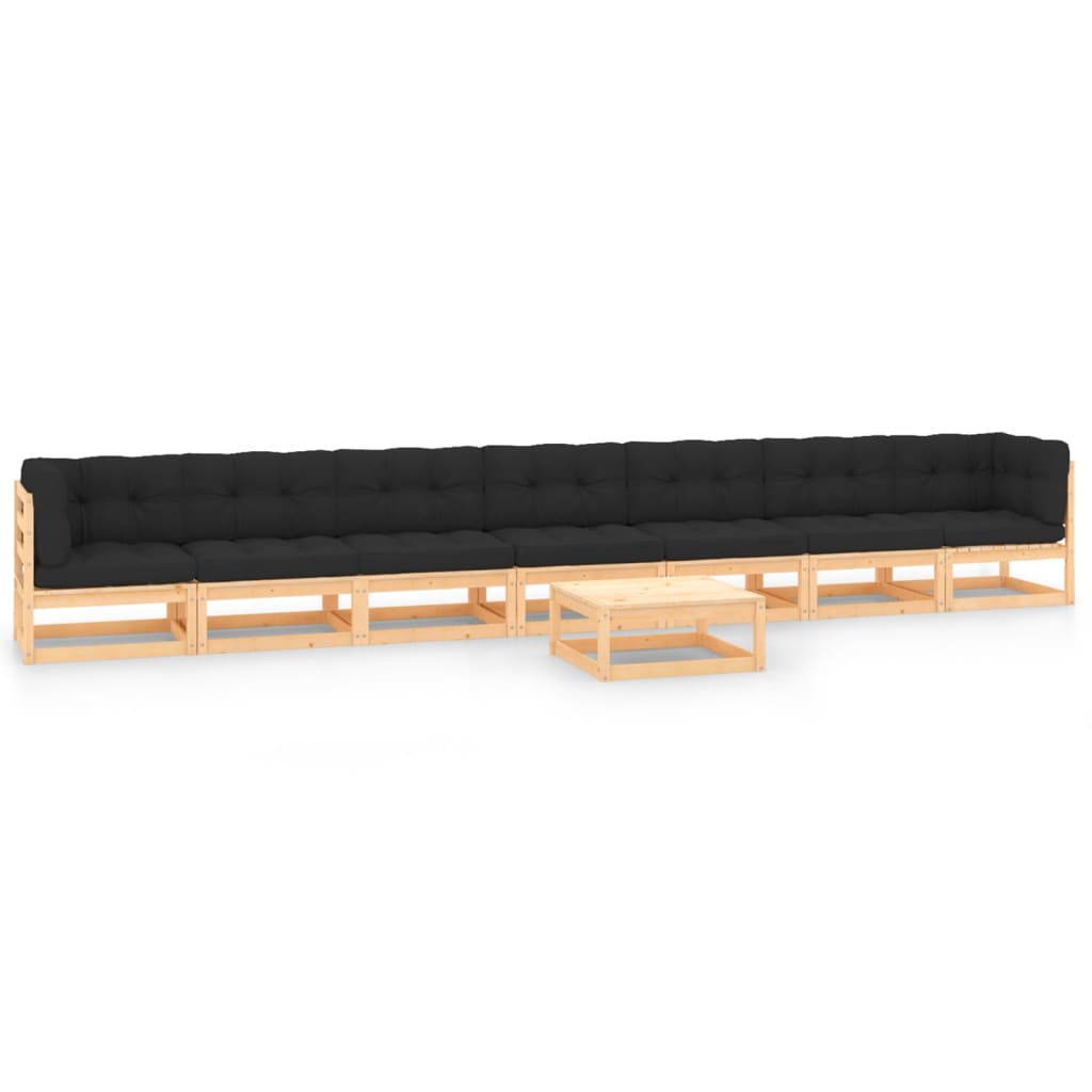 Vixl Set Mobilier Grădină, Perne, 8 Piese, Lemn Masiv Pin