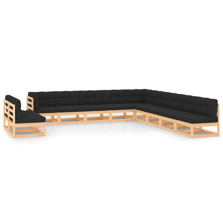 Vixl Set Mobilier Grădină Cu Perne, 11 Piese, , Lemn Masiv Pin