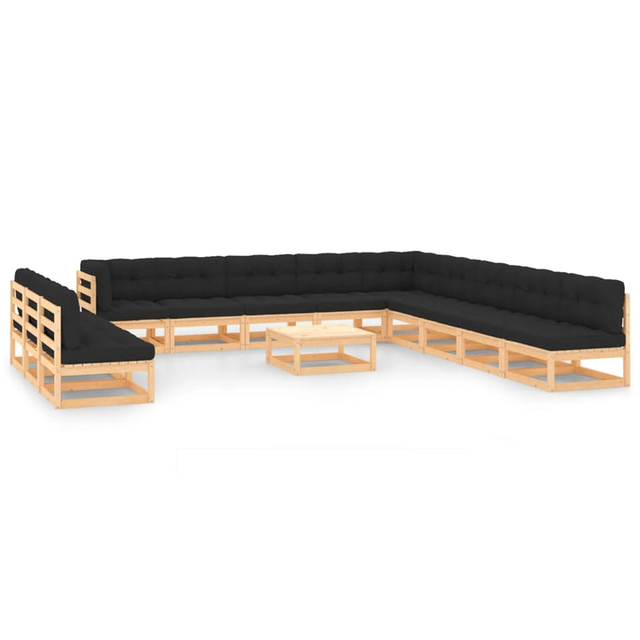 Vixl Set Mobilier Grădină Cu Perne, 13 Piese, , Lemn Masiv Pin